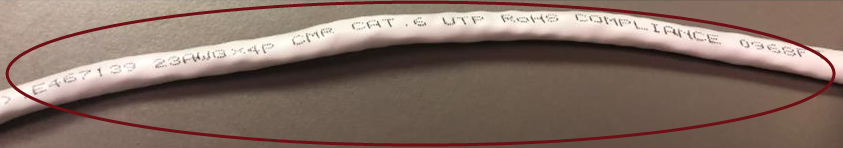Recalled Monoprice Category 6 Ethernet Bulk CMR Communications Cables Markings